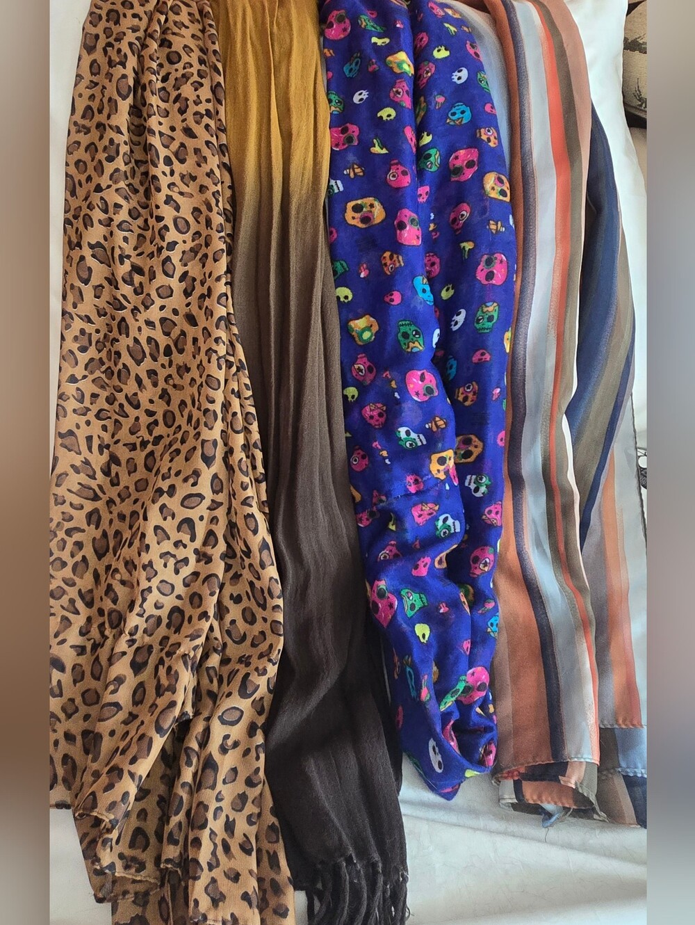 Assorted Patterned Scarves - Animal Print, Ombre, Skull Print, Stripes